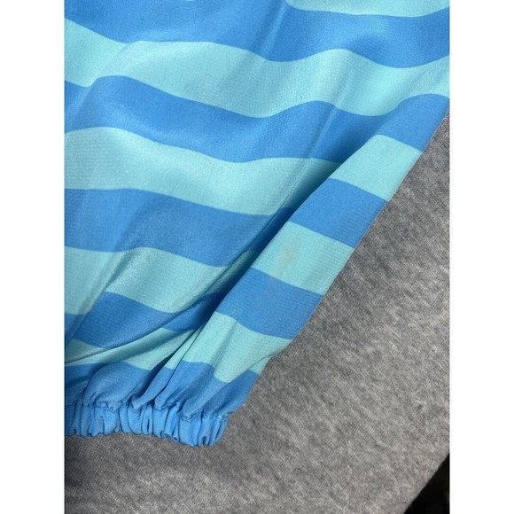 LILLY PULITZER Women's Blue Aqua Striped V-Neck‎ Long Sleeve Silk Blouse Sz XS - Picture 12 of 13